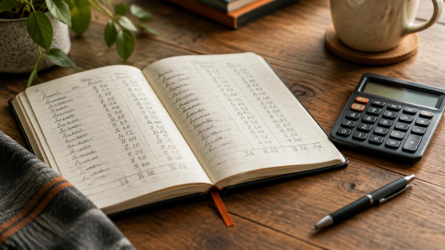Illustrative photograph of a laptop and notebook on a desk
